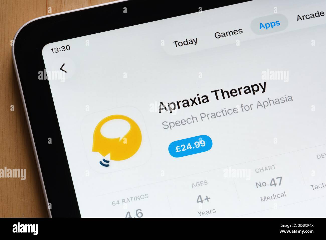 Application médicale mobile Apraxia Therapy présentée sur l’interface App Store. Stafford, Royaume-Uni, 15 décembre 2025 Banque D'Images