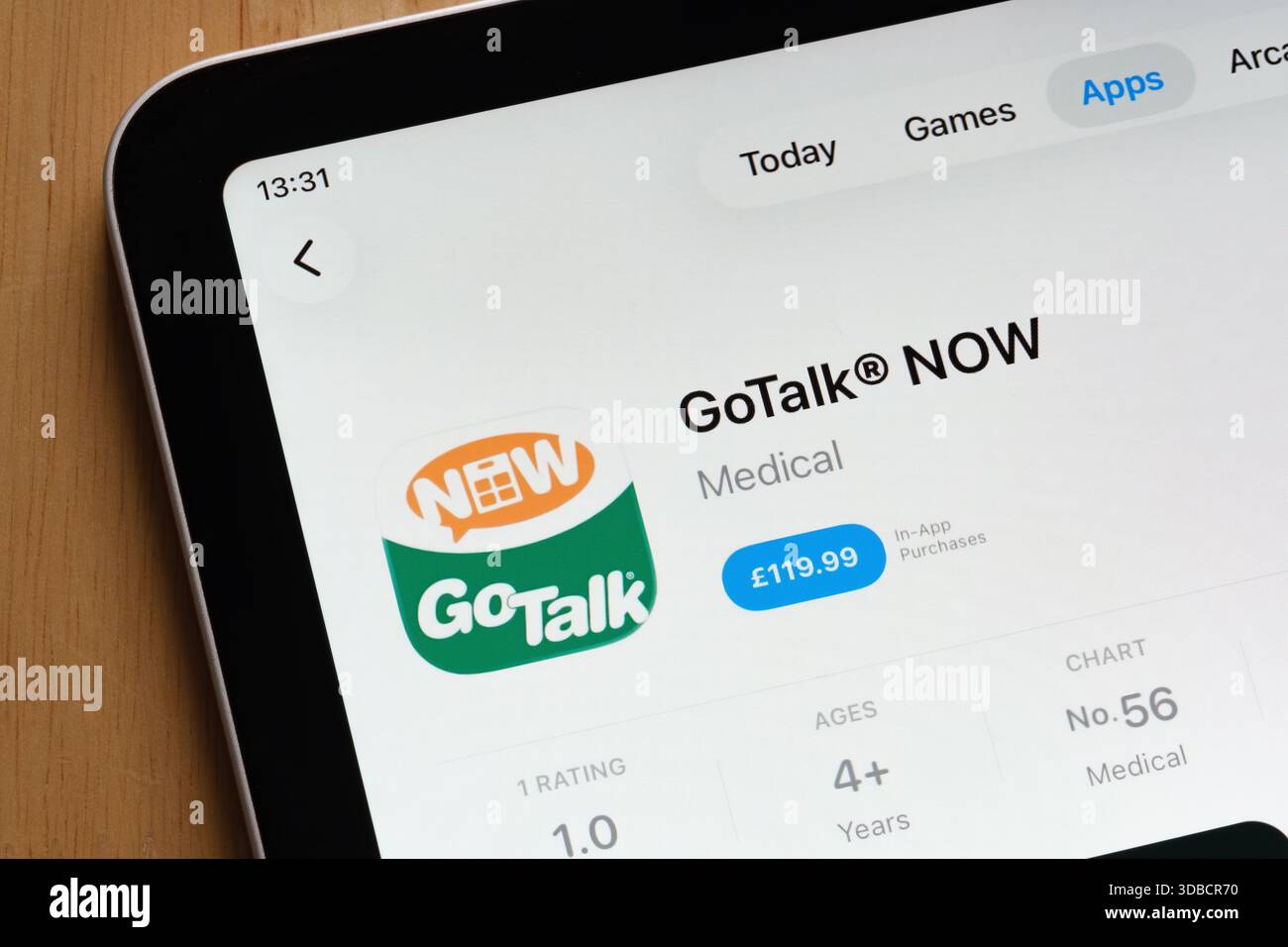GoTalk MAINTENANT populaire application de santé mis en évidence sur la page Apple iPad App Store. Stafford, Royaume-Uni, 15 décembre 2025 Banque D'Images