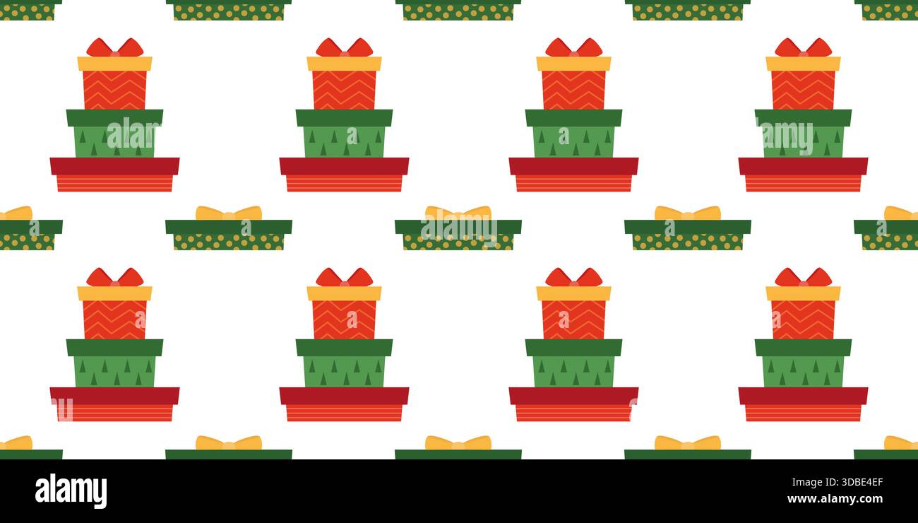 Boîtes cadeaux de Noël sans couture Illustration de Vecteur