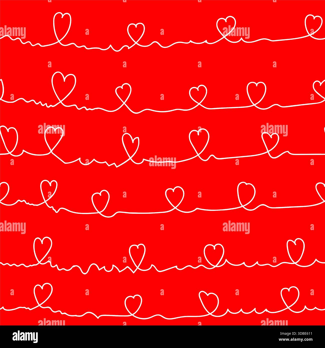 Coeurs mignons, modèle sans couture. Illustration vectorielle. Les coeurs de la Saint-Valentin isolés sur un fond rouge. Convient pour l'impression sur textiles, scrapbook Illustration de Vecteur