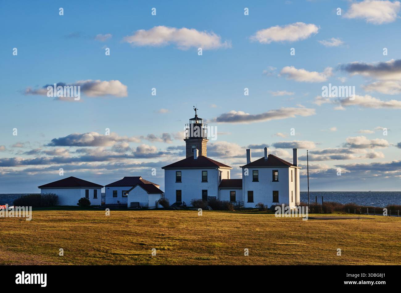 Le phare de Beavertail, construit en 1856, Beavertail State Park, Jamestown, Rhode Island, nouvelle Angleterre Banque D'Images