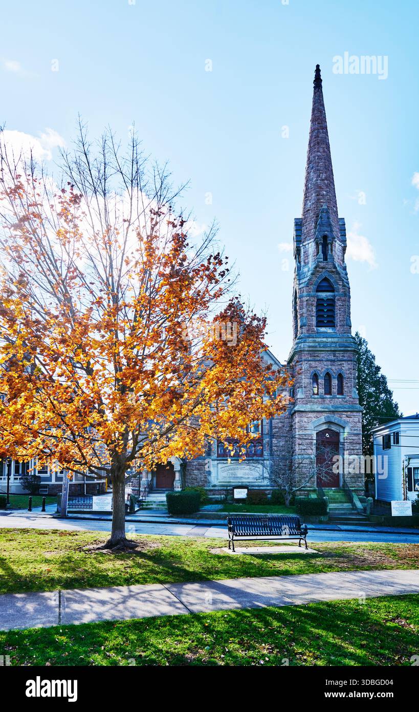 L'église Channing Memorial, construite en 1880, est située à Newport, Rhode Island, Nouvelle-Angleterre Banque D'Images