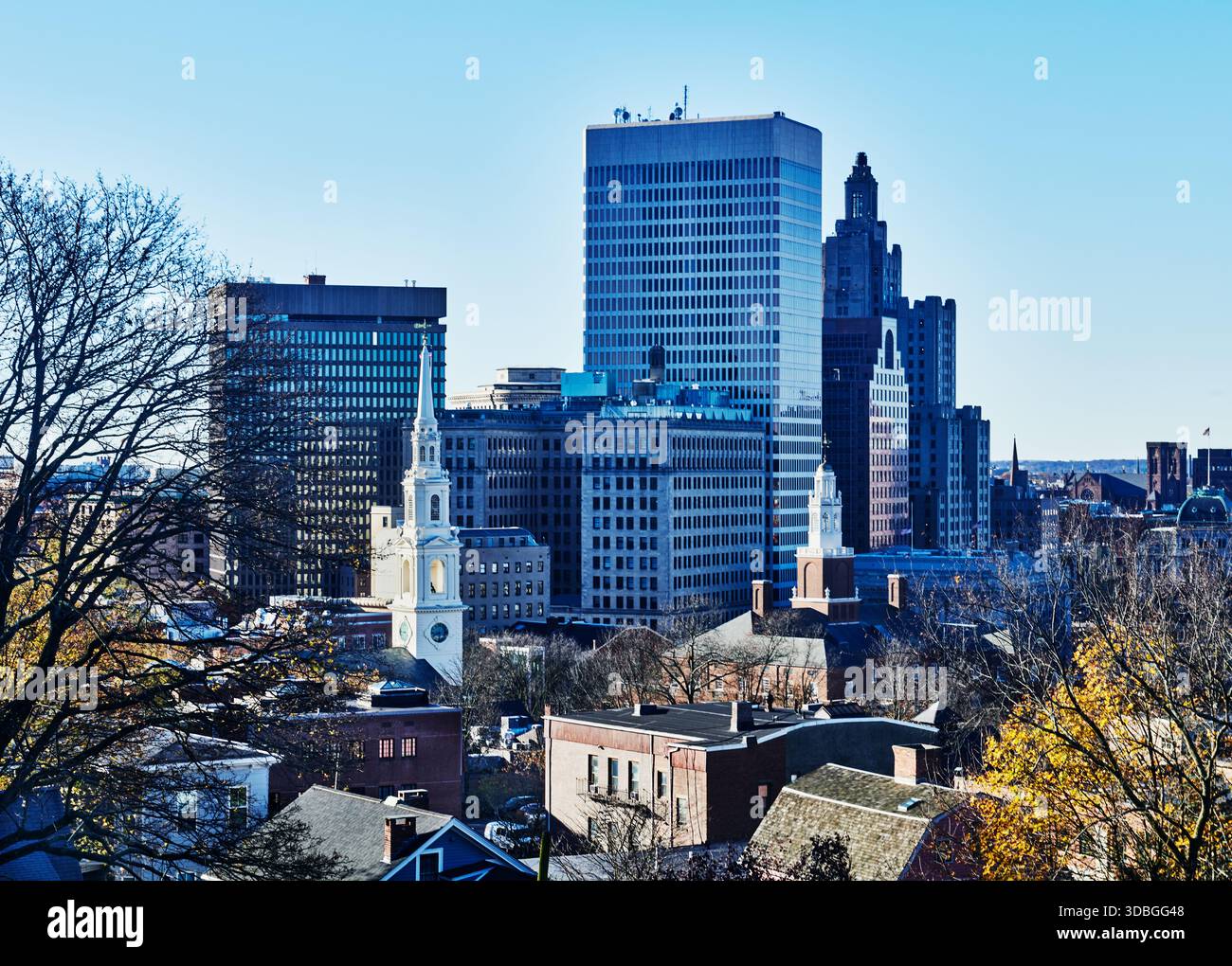 Centre-ville de Providence, Rhode Island, vue depuis Prospect Terrace Park. Banque D'Images