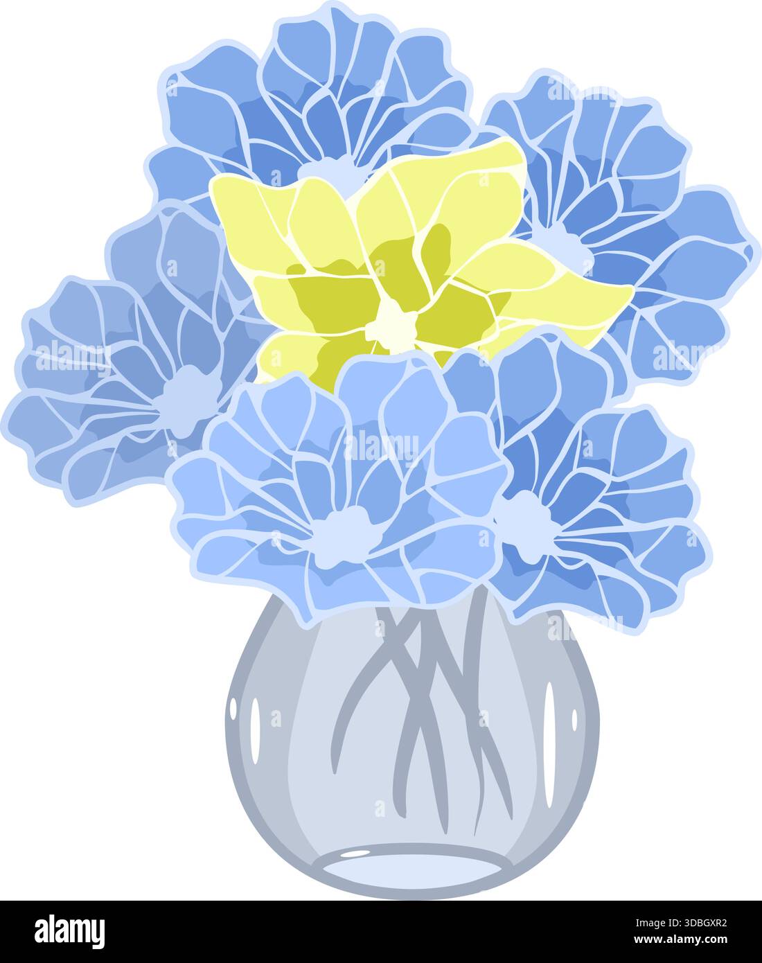Bouquet de fleurs dans un vase technique de vitrail illustration vectorielle Illustration de Vecteur