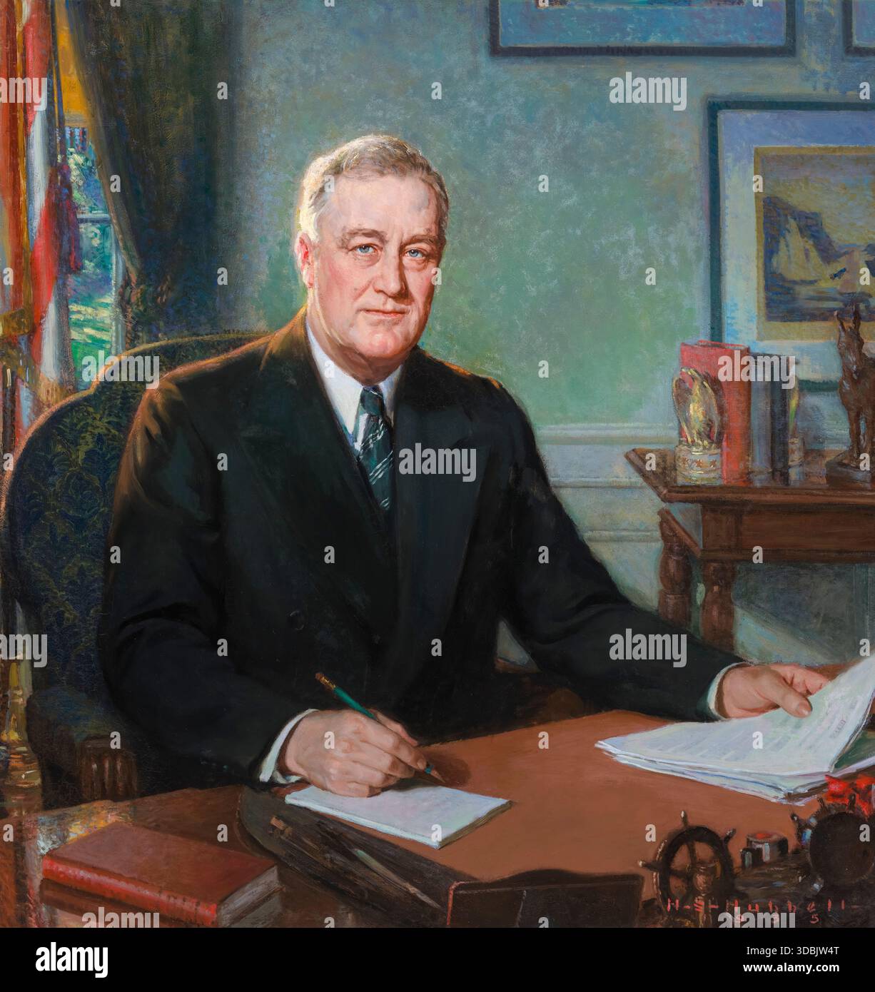 Franklin Delano Roosevelt (1882-1945), 32e président des États-Unis, 1933-1945, portrait peint à l'huile sur toile par Henry Salem Hubbell, 1935 Banque D'Images