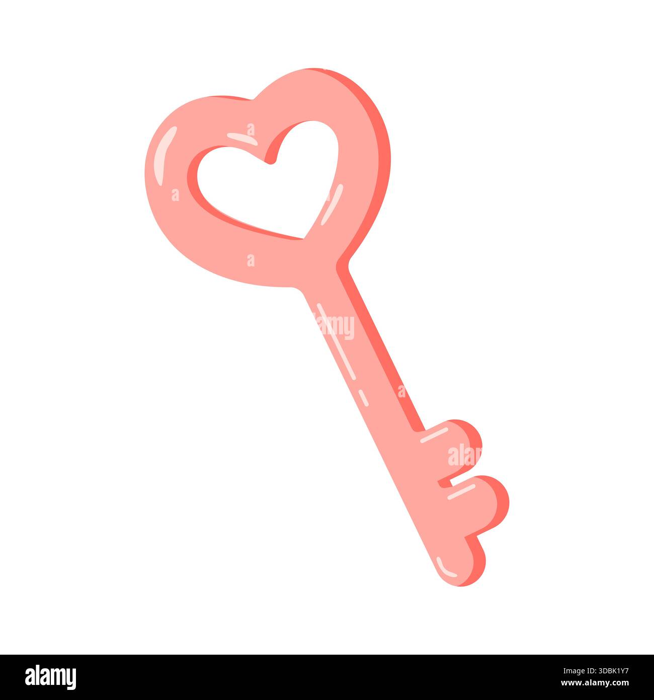 Illustration mignonne de clé de coeur rose Illustration de Vecteur