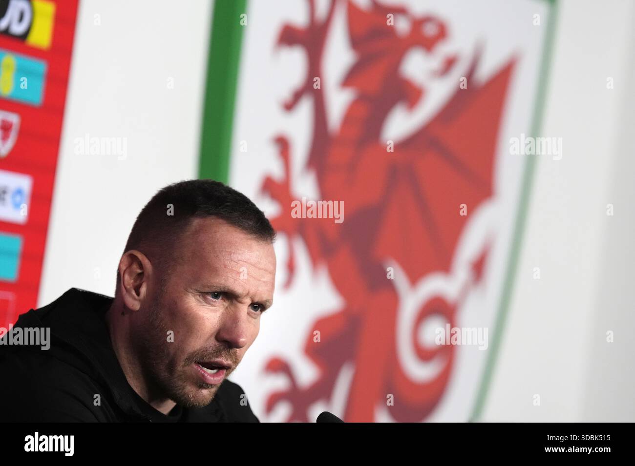 Dossier photo datée du 17/11/2025 du patron du pays de Galles Craig Bellamy, qui a révélé qu'il voulait éviter l'Irlande du Nord dans les play-offs de la Coupe du monde et dit que l'Italie sera « énergique » en jouant contre eux. Date d'émission : mercredi 17 décembre 2025. Banque D'Images