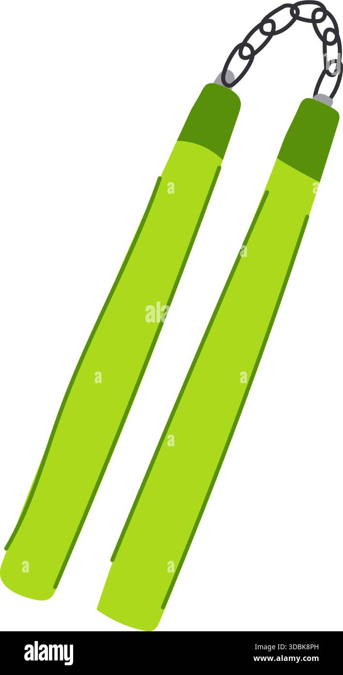 Illustration vectorielle d'arme nunchaku verte pour les arts martiaux Illustration de Vecteur