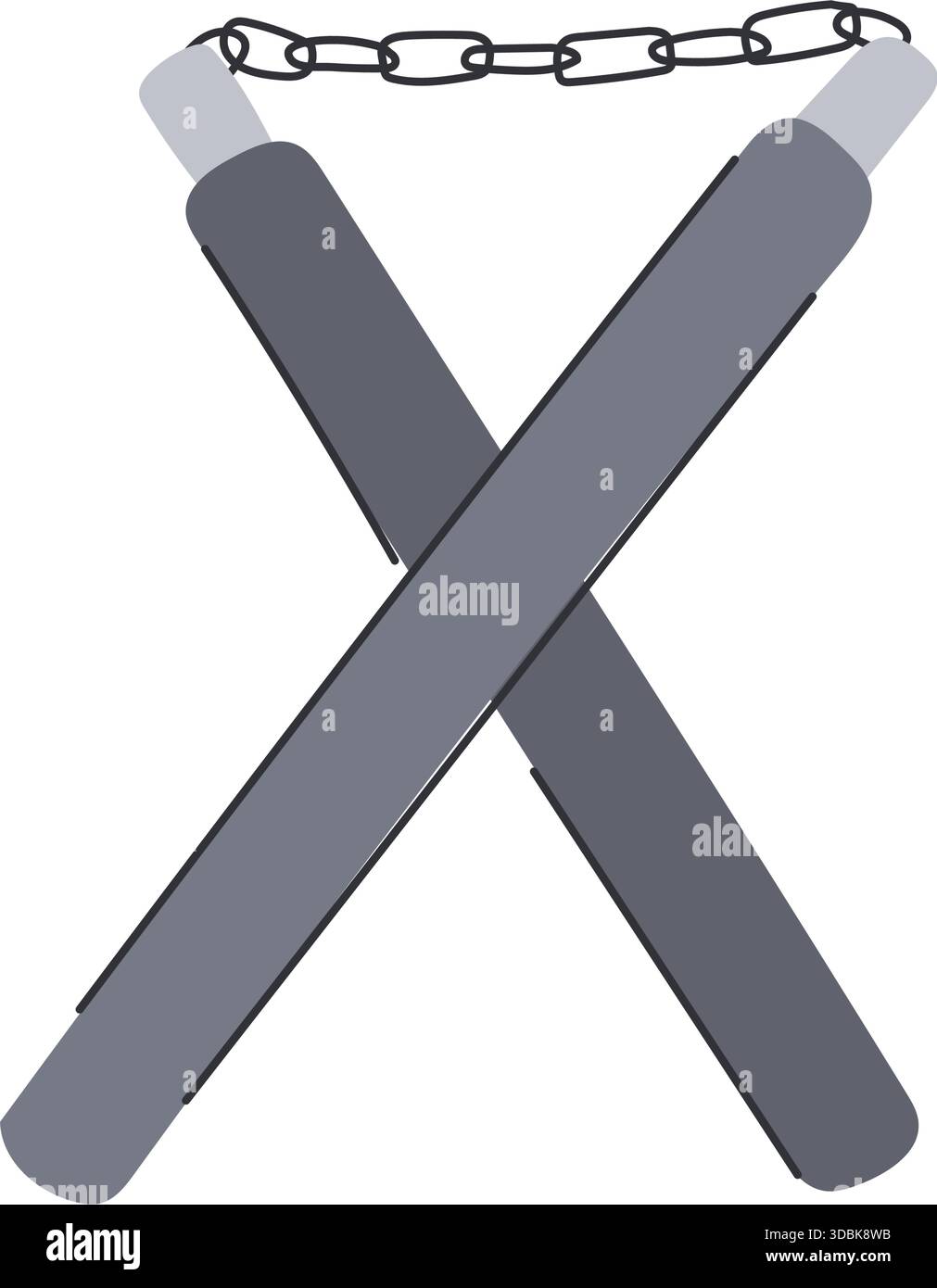 Icône de croix de nunchaku représentant l'entraînement aux armes d'arts martiaux Illustration de Vecteur