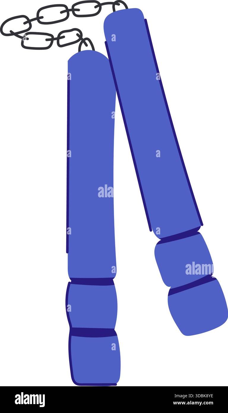 Nunchaku bleu pour l'entraînement des arts martiaux et l'autodéfense Illustration de Vecteur