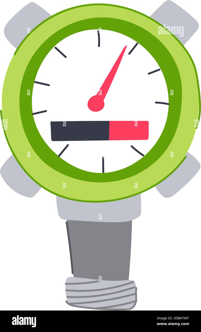 Compteur d'eau indiquant une consommation ou une pression élevée Illustration de Vecteur