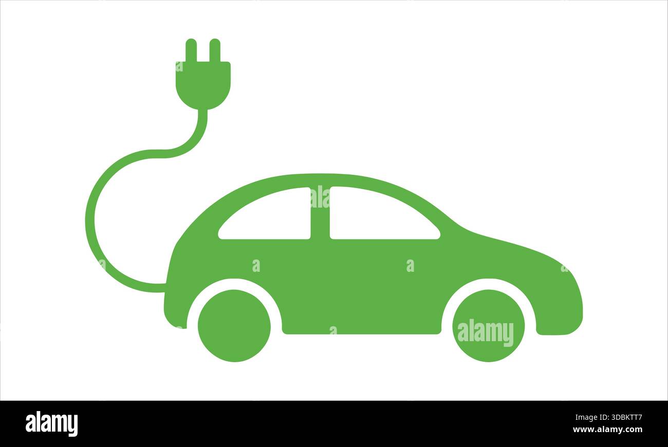 Icône de prise de charge de voiture électrique verte Illustration de Vecteur