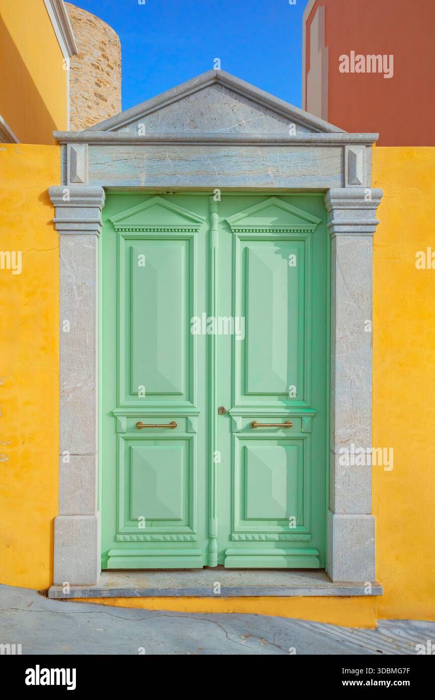 Maison traditionnelle, Chorio, île de Symi, îles du Dodécanèse, Grèce Banque D'Images