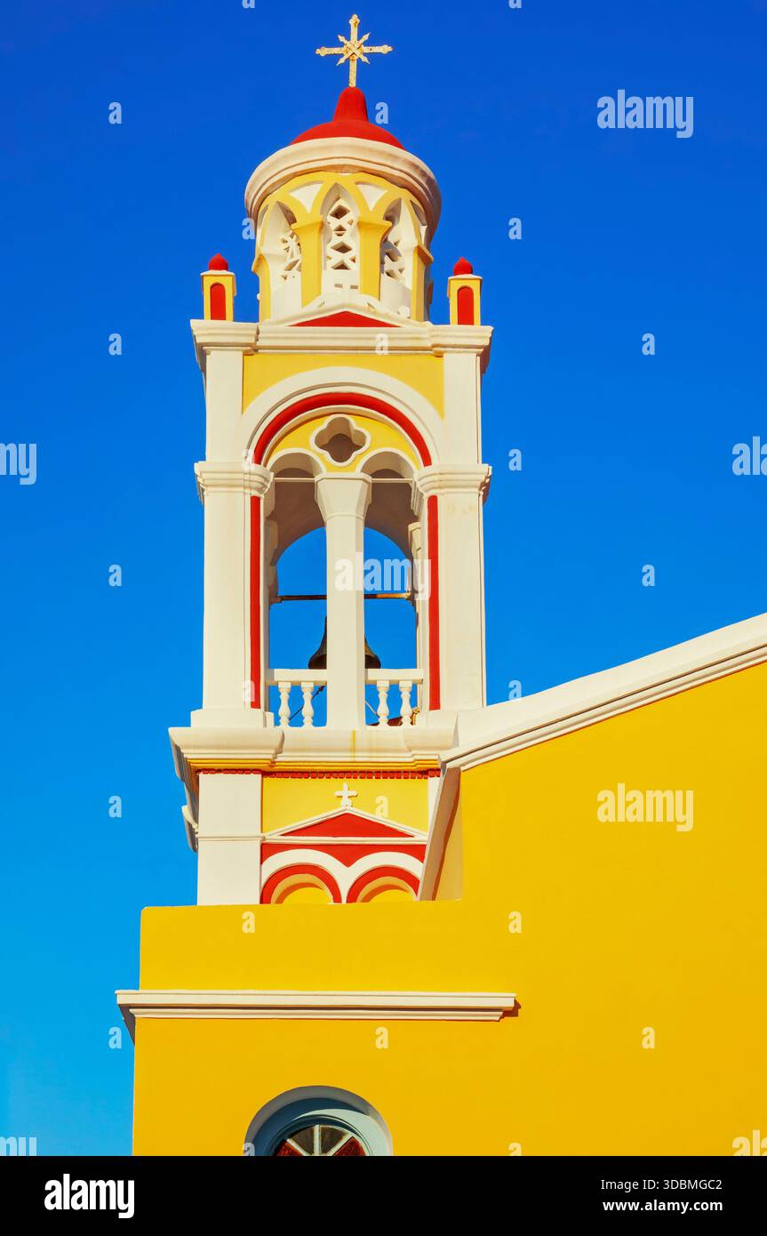 Église orthodoxe, Chorio, île de Symi, îles du Dodécanèse, Grèce Banque D'Images