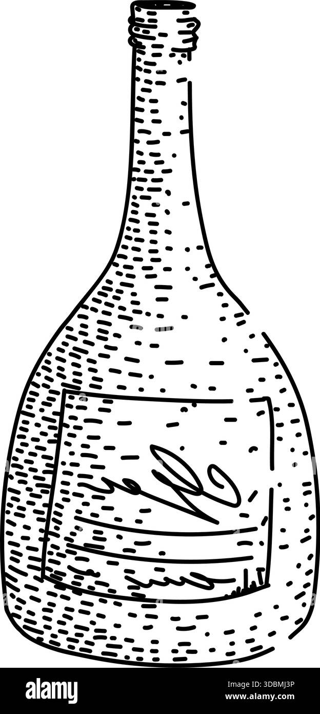 Dessin à la main illustration de bouteille de vin style vintage Illustration de Vecteur