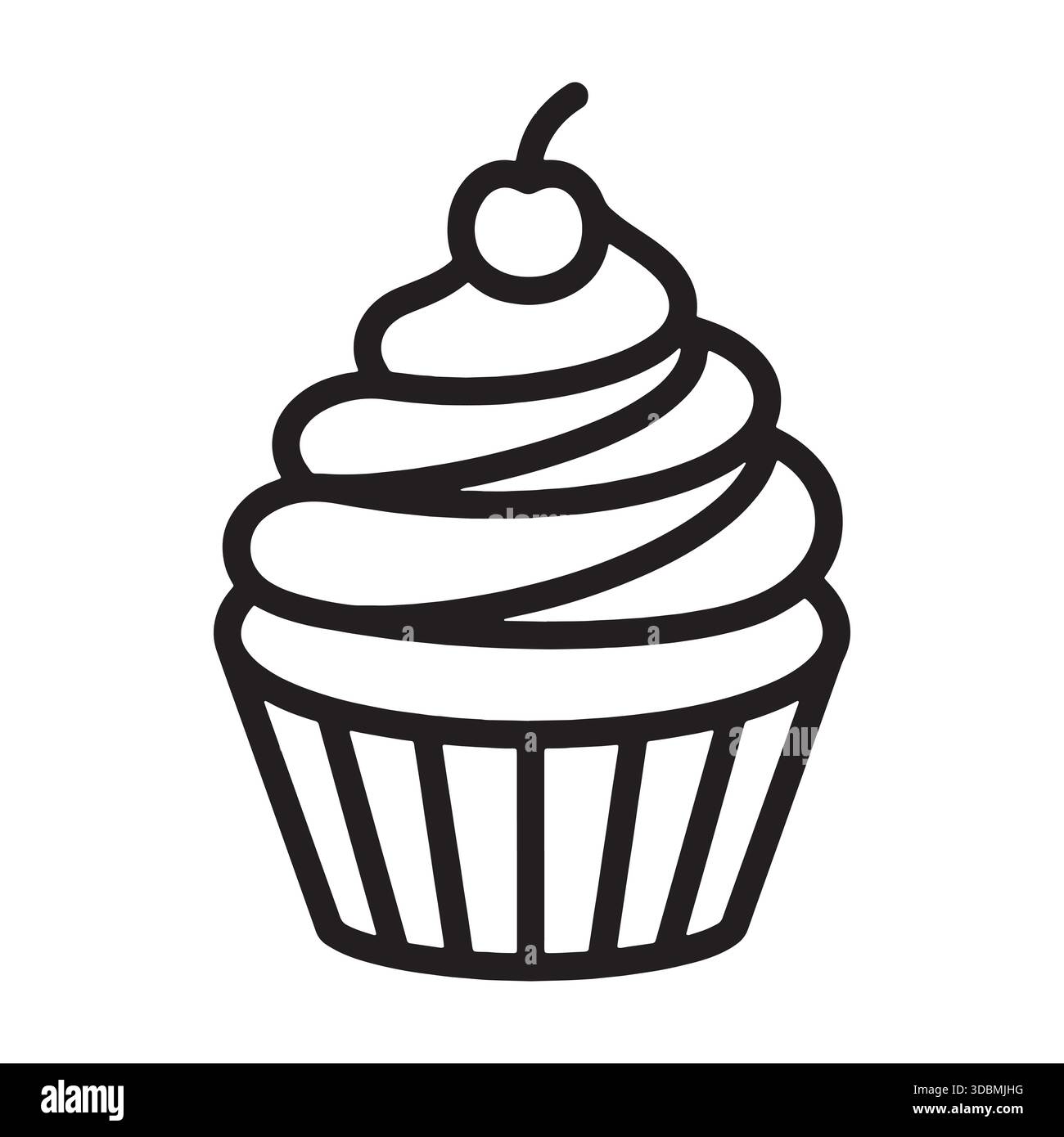 Cupcake Outline Vector Icon dessert Bakery Sweet Food Symbol Illustration de Vecteur