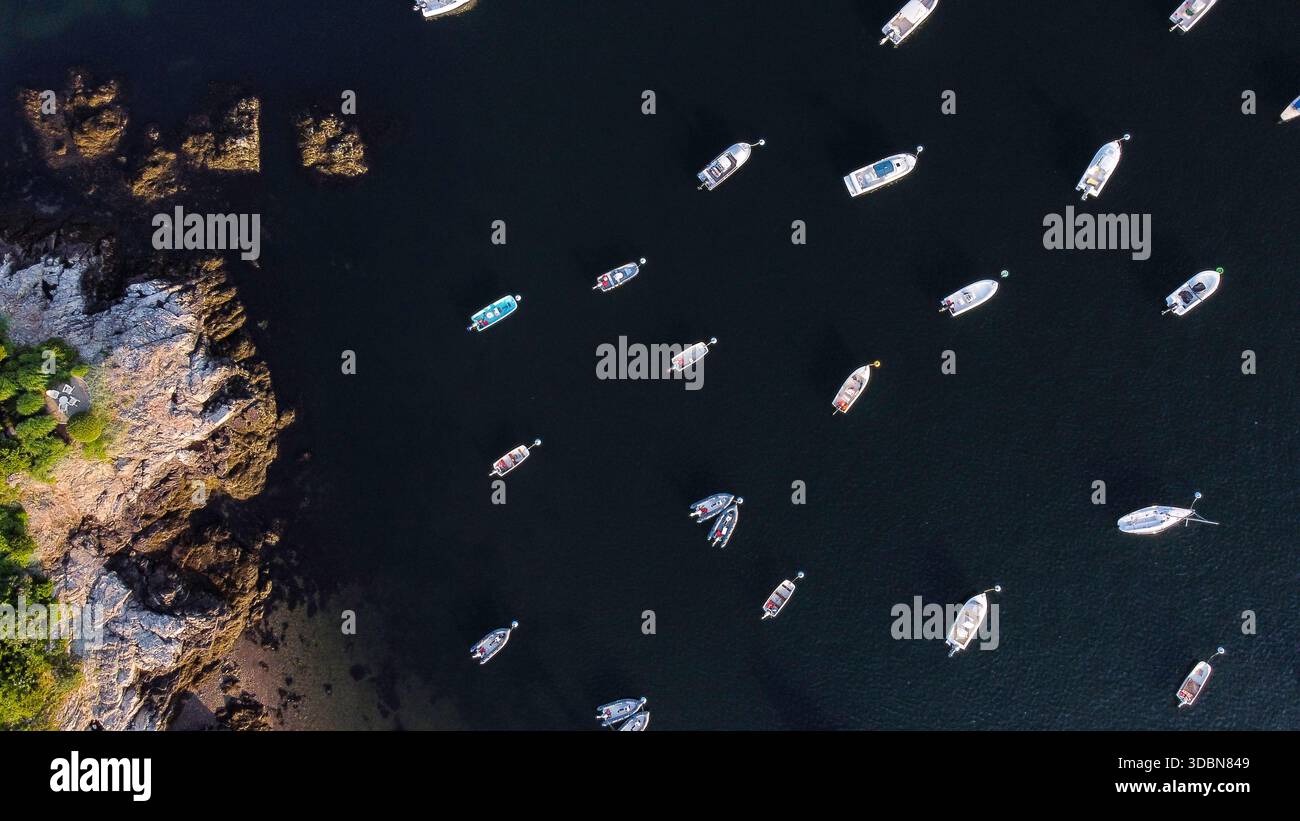 Marblehead Harbor à Marblehead, Massachusetts. Un grand plan d'eau avec de nombreux bateaux flottant dessus. Les bateaux sont de différentes tailles et couleurs. Le s Banque D'Images