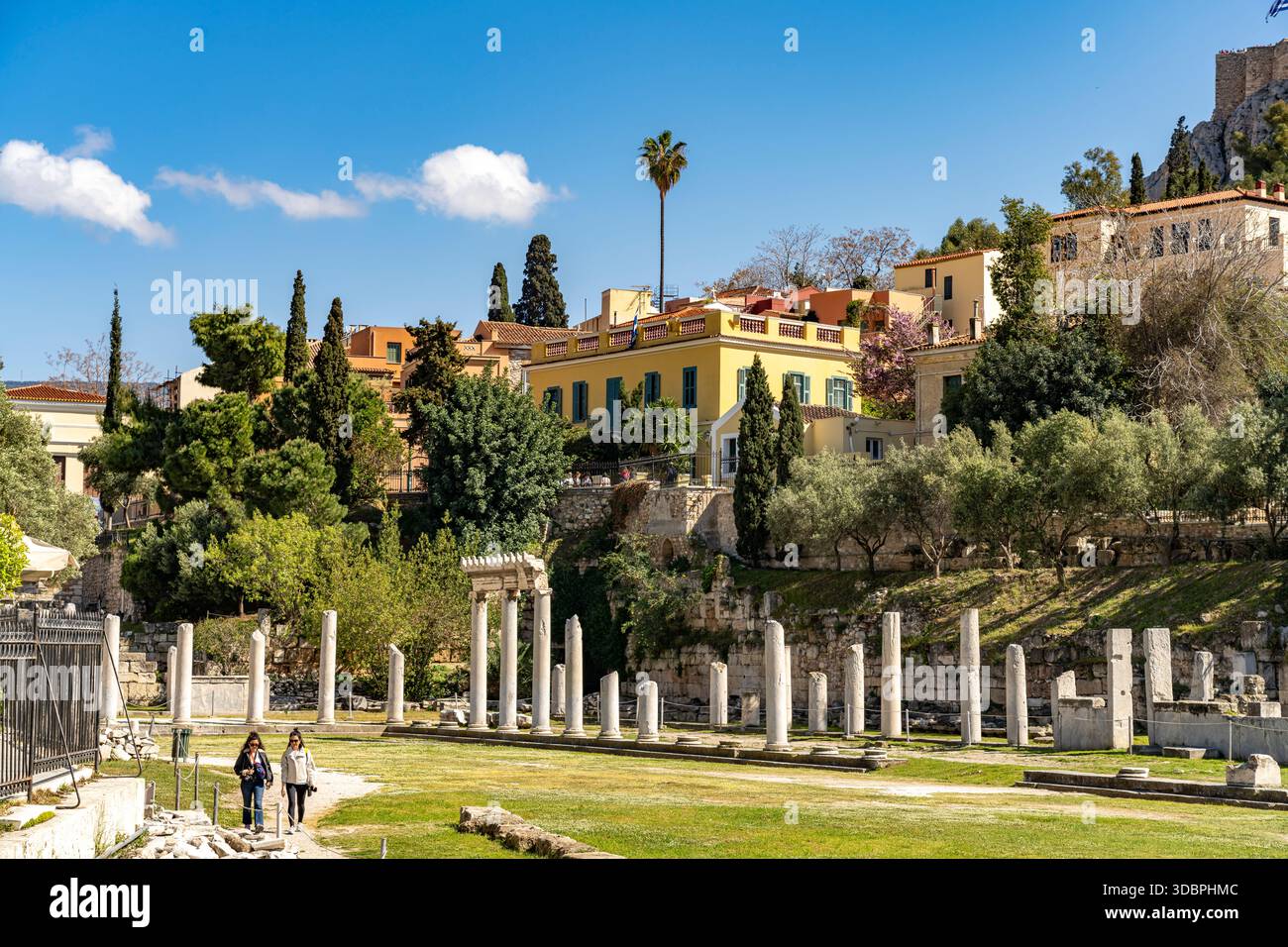 Ruines de l'Agora romaine, capitale grecque Athènes, Grèce Banque D'Images