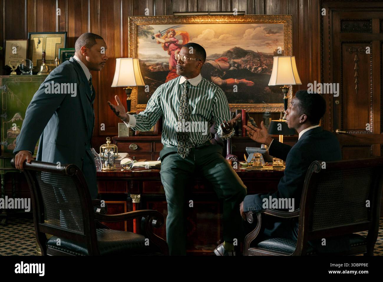 The Burial (2023)Dorian Missick : Reggie Douglas, Jamie Foxx : Willie Gary, Mamoudou Athie : Hal Dockins *Filmstill - usage éditorial seulement* Voir SPE Banque D'Images