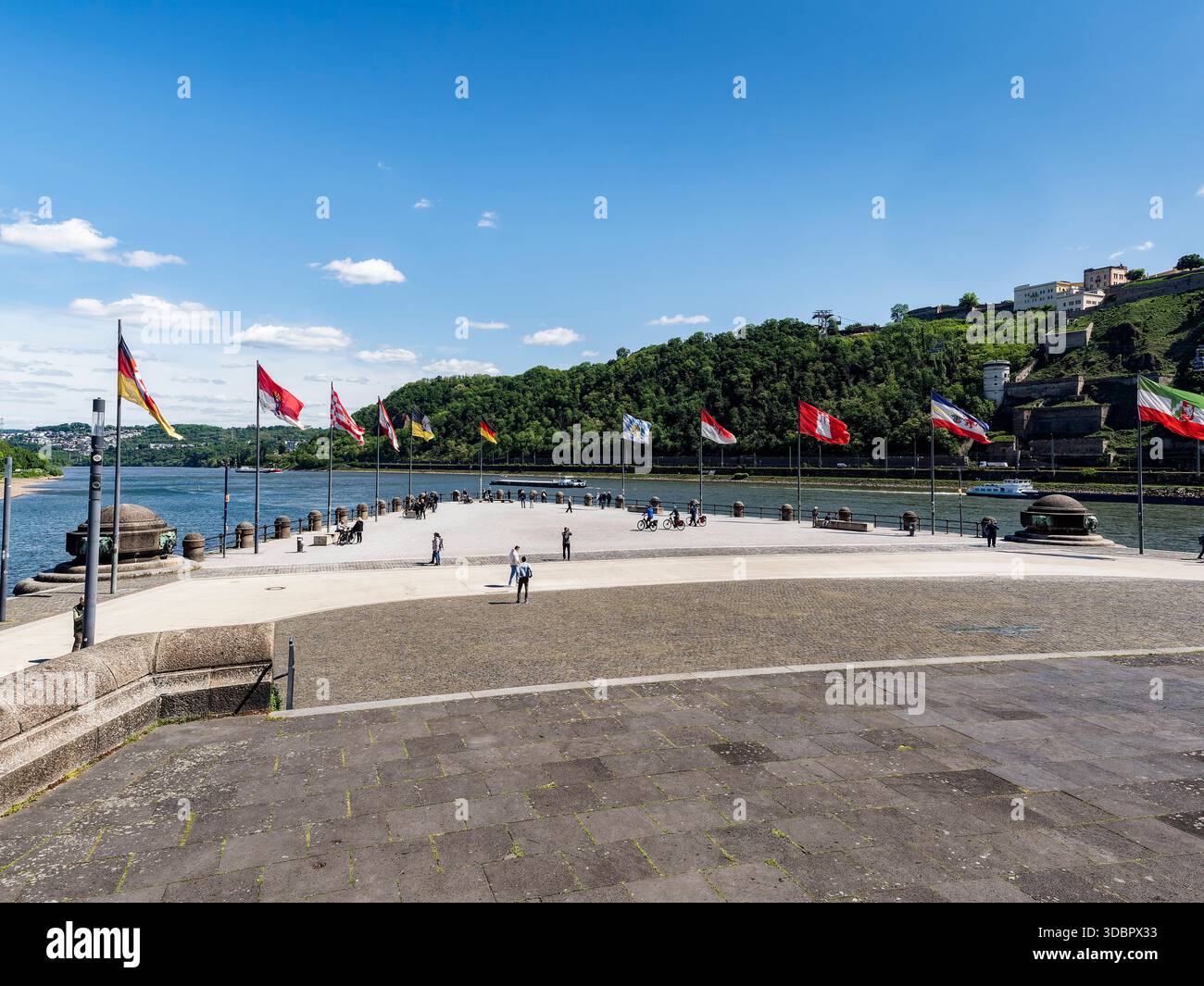Deutsches Eck / angle allemand, confluence du Rhin et de la Moselle, Allemagne Banque D'Images