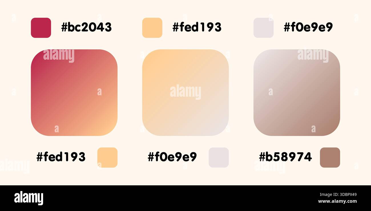 Collection gradient, hologramme arc-en-ciel brillant. Texture de feuille holographique, dégradé jaune, gris, brun. Catalogue des palettes d'échantillons en RVB HEX. Vecteur Illustration de Vecteur