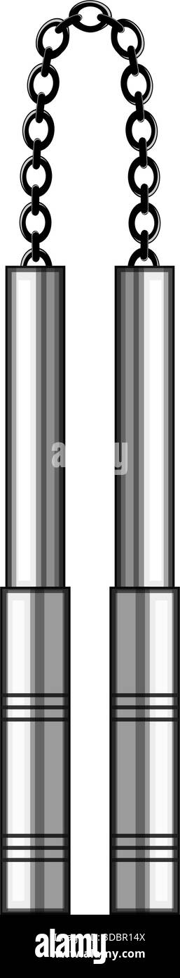 Nunchaku représentant une arme d'arts martiaux et du matériel d'entraînement Illustration de Vecteur