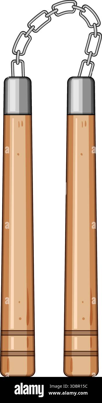 Arme de nunchaku pour l'entraînement des arts martiaux et l'autodéfense Illustration de Vecteur