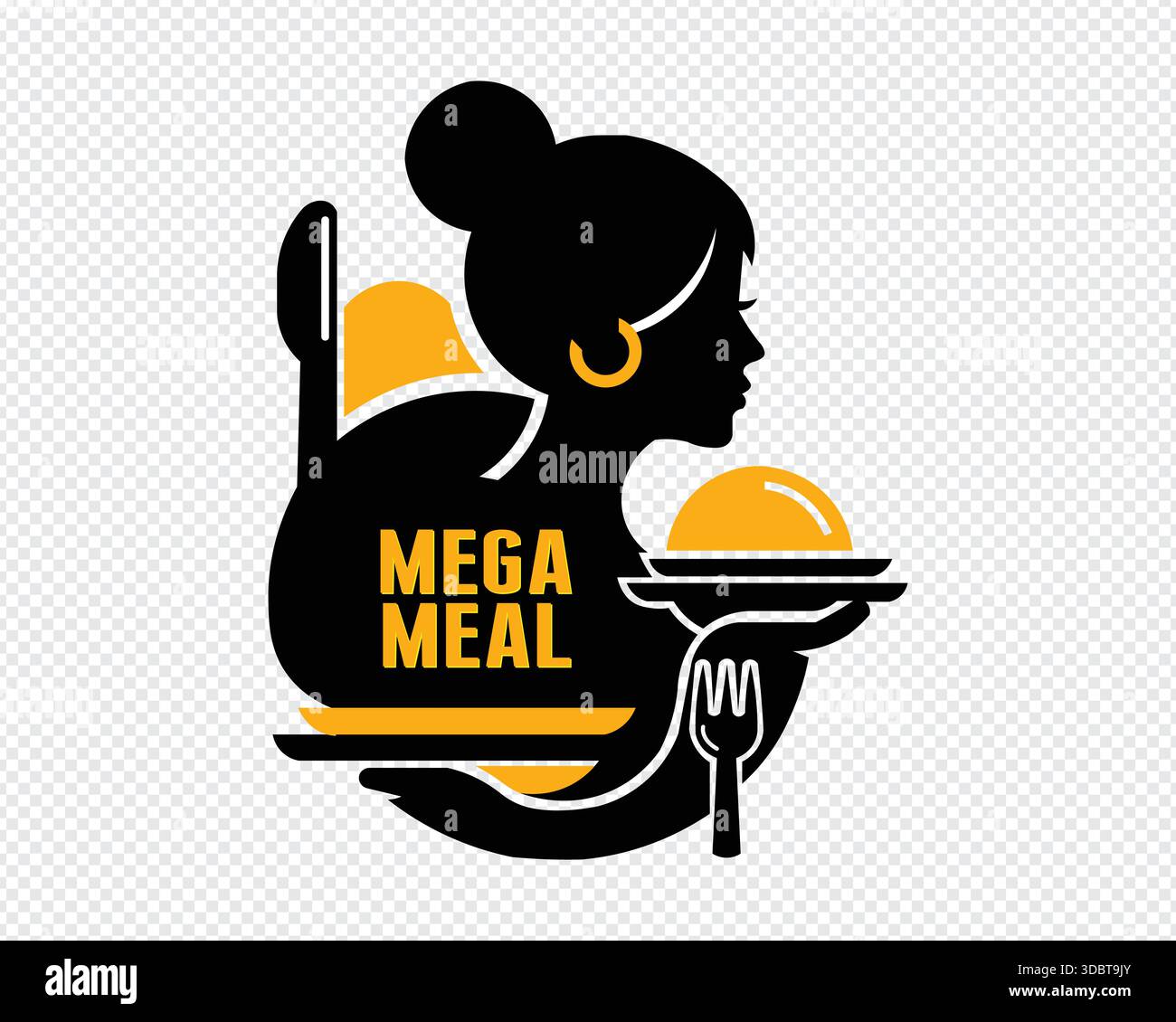 Silhouette de femme appréciant le méga repas isolé sur fond transparent, vecteur Illustration de Vecteur