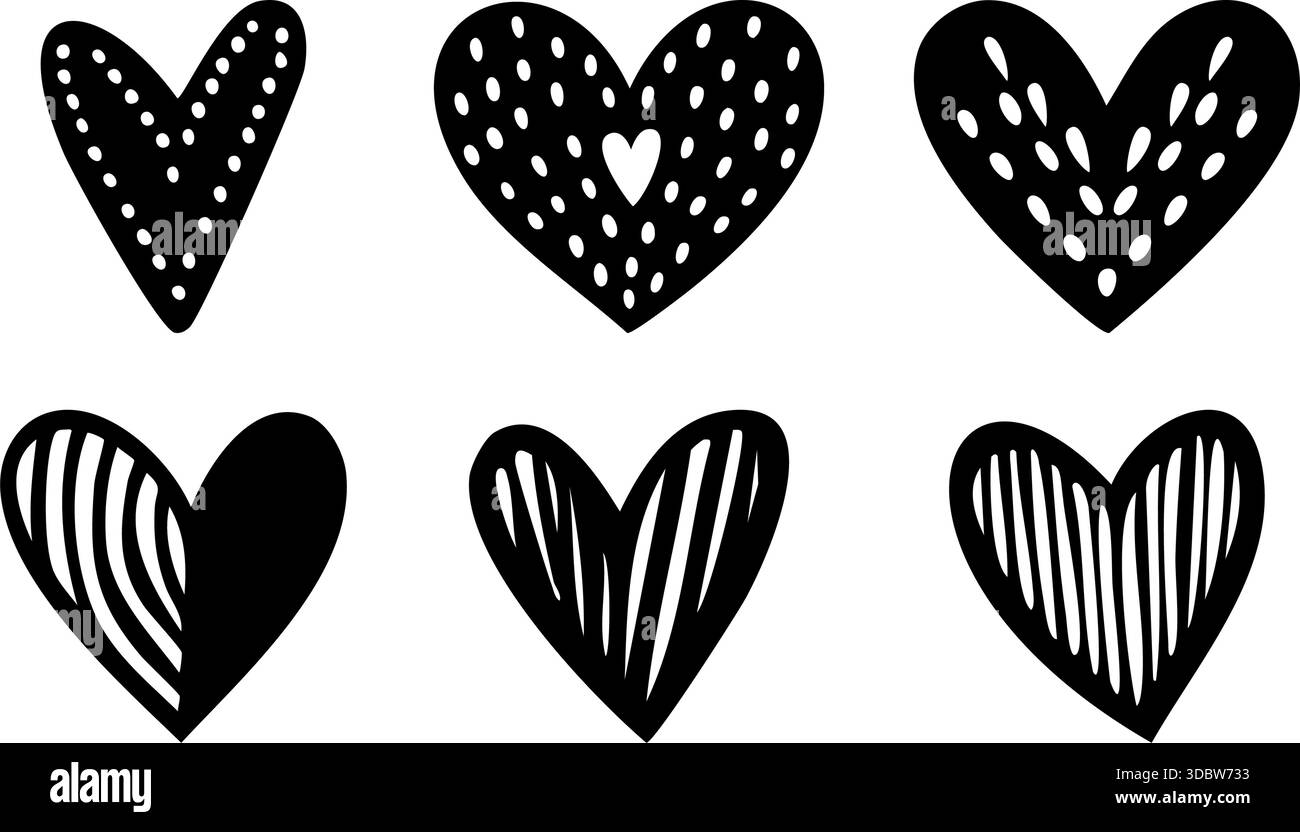 Ensemble vectoriel de coeurs d'amour à motifs Illustration de Vecteur