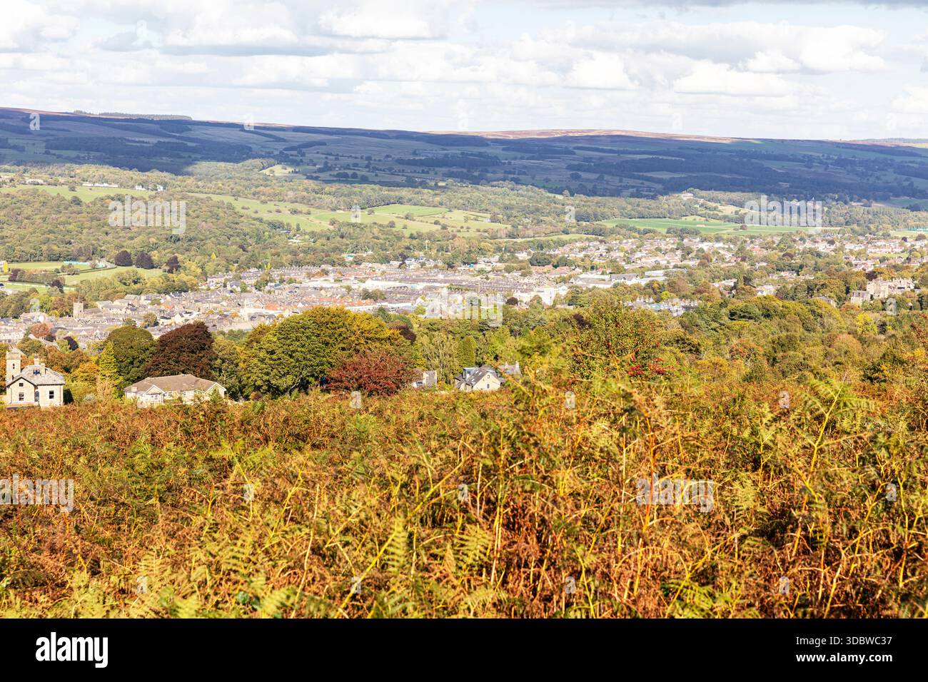 Ilkley Moor, Moorland, Moor, Ilkley, Yorkshire, Royaume-Uni, Angleterre, Ilkley Town, Ilkley UK, Ilkley Yorkshire, centre-ville, ville, ville thermale, équitation ouest, Banque D'Images