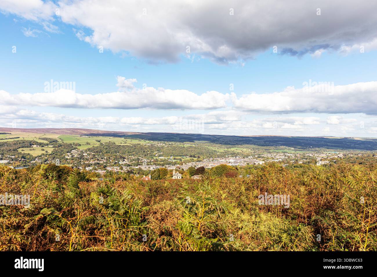 Ilkley Moor, Moorland, Moor, Ilkley, Yorkshire, Royaume-Uni, Angleterre, Ilkley Town, Ilkley UK, Ilkley Yorkshire, centre-ville, ville, ville thermale, équitation ouest, Banque D'Images