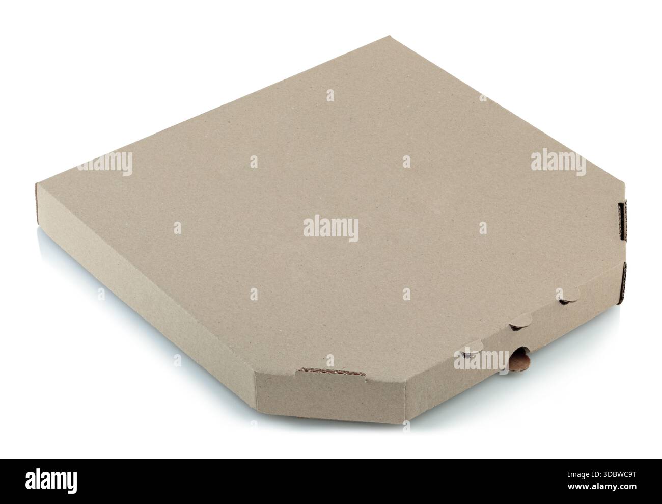 Boîte à pizza artisanale isolée sur un fond transparent. Emballage en carton pour la livraison ou la conception de marque, respectueux de l'environnement et parfait pour le pré restaurant Banque D'Images