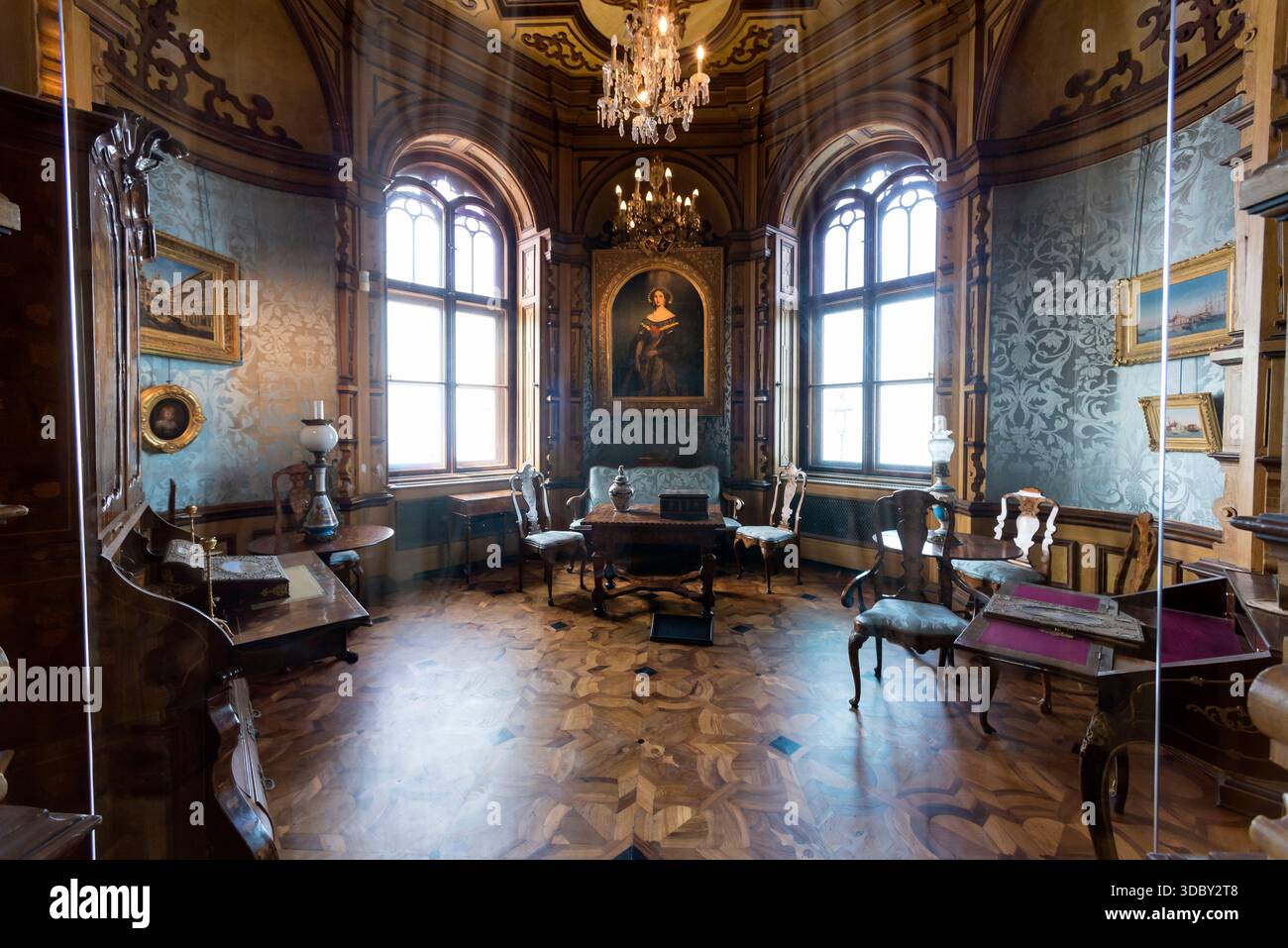 Détails intérieurs. Château Miramar, Trieste, Italie Banque D'Images