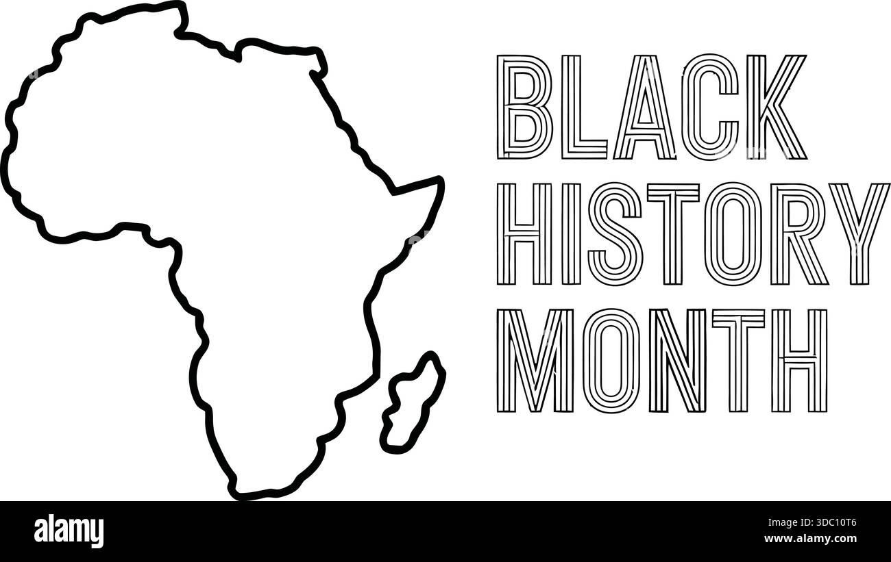 Une image frappante mettant en valeur le continent africain aux côtés du texte Black History Month en caractères gras Illustration de Vecteur