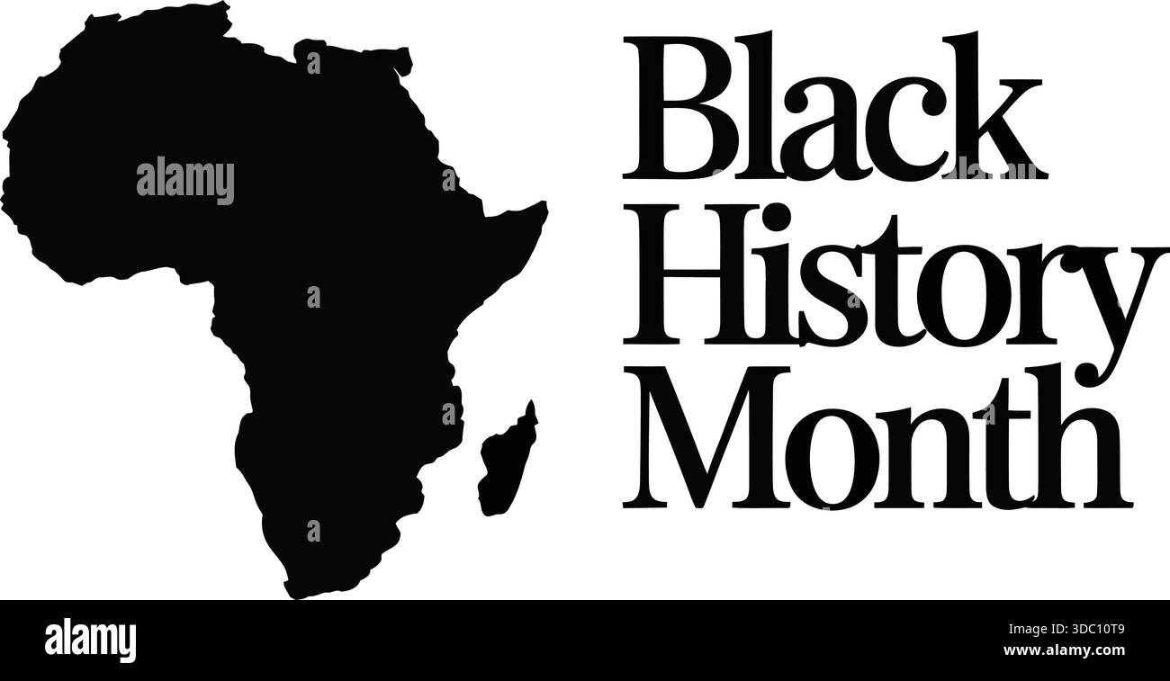 Une image frappante mettant en valeur le continent africain aux côtés du texte Black History Month en caractères gras Illustration de Vecteur
