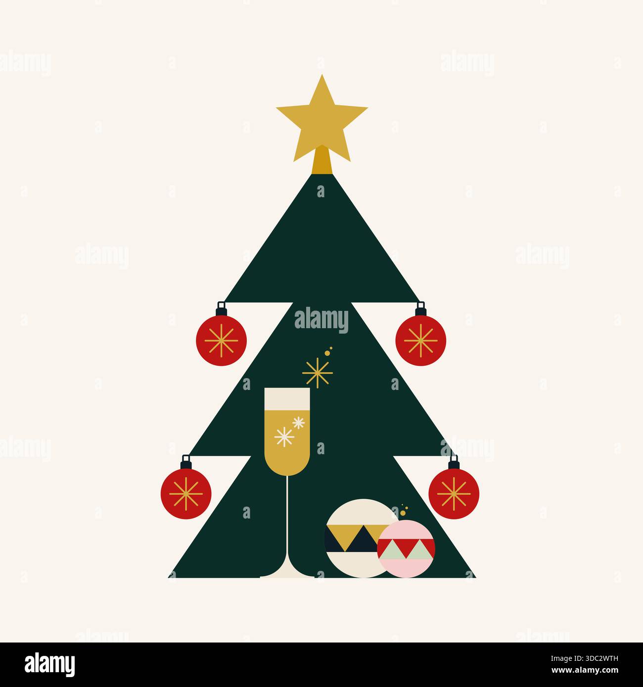 Carte de voeux de Noël avec des éléments géométriques. Pour invitation, affiche, publicité. Illustration vectorielle, conception plate Illustration de Vecteur