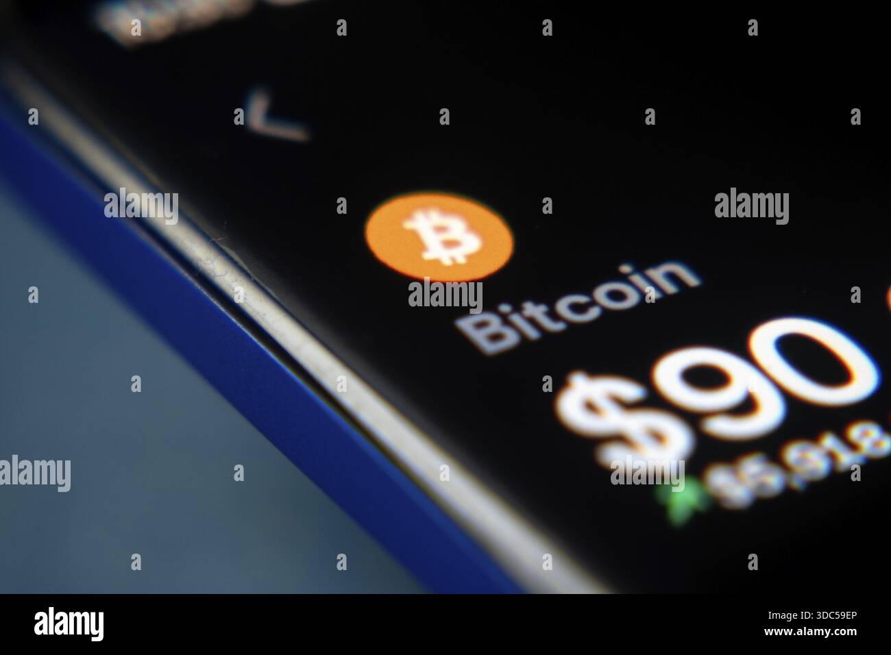 Affichage du prix de Bitcoin sur un écran d'application smartphone Banque D'Images