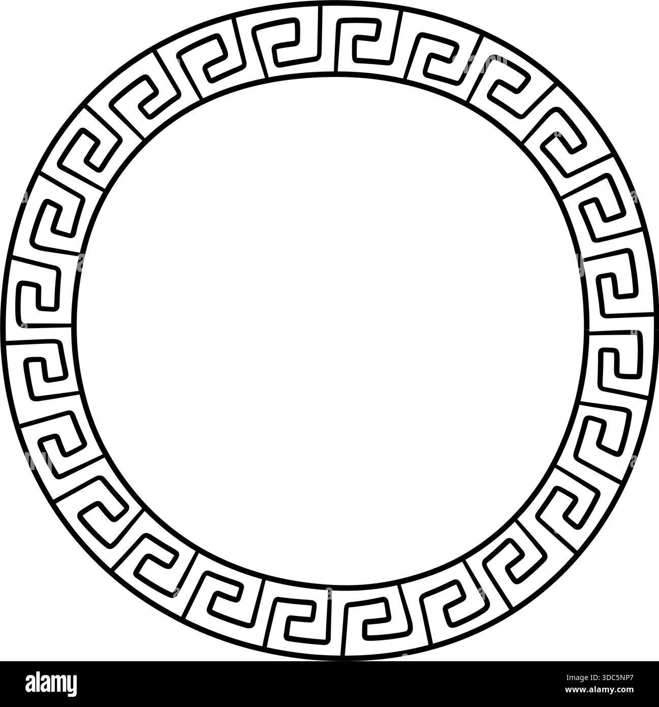 Cadre circulaire grec doodle. Cadre rond romain dessiné à la main. Motif grec ou romain ancien motif de bordure. Elément circulaire d'ornement antique. Vecteur Illustration de Vecteur