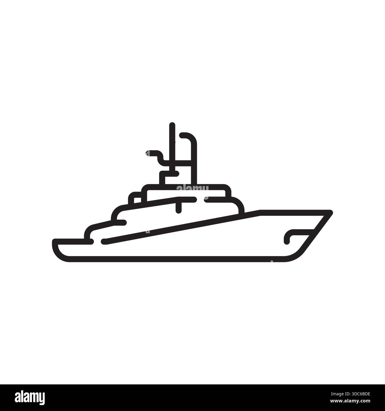 icône de ligne noire de navire de guerre. Elément isolé vectoriel.contour modifiable Illustration de Vecteur
