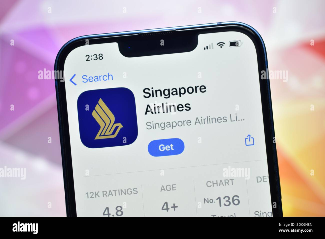 New Delhi, Inde 20 jaunary 2026 :- application des compagnies aériennes de singapour sur le téléphone Banque D'Images