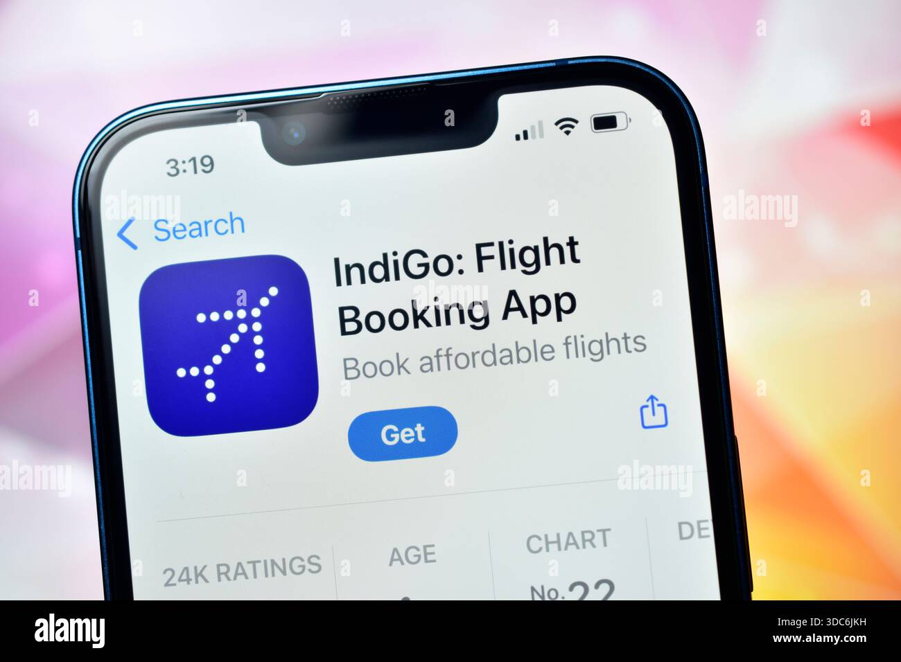 New Delhi, Inde 20 jaunary 2026 :- Indigo application mobile de réservation de vol Banque D'Images