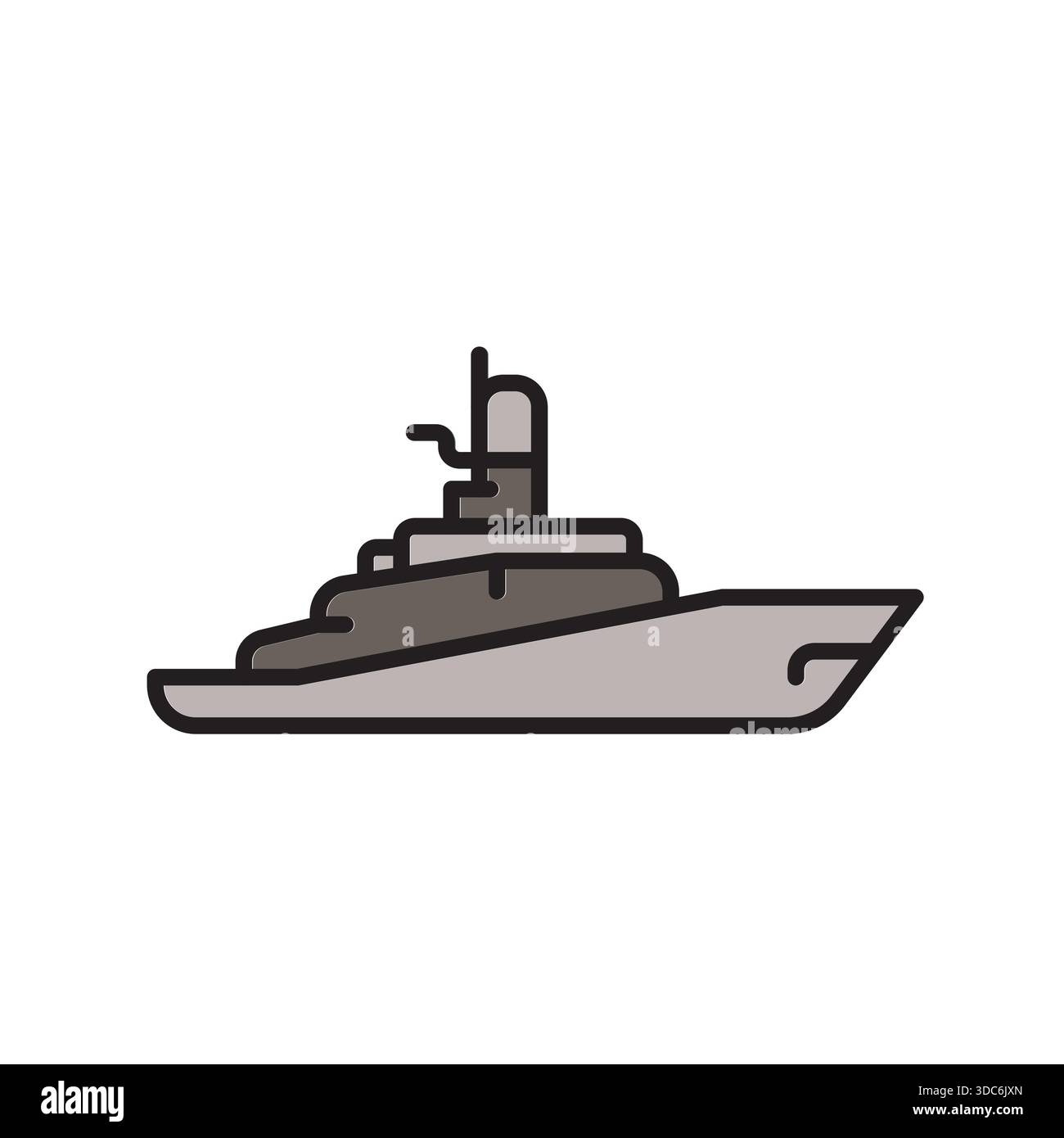 icône de ligne noire de navire de guerre. Elément isolé vectoriel.contour modifiable Illustration de Vecteur