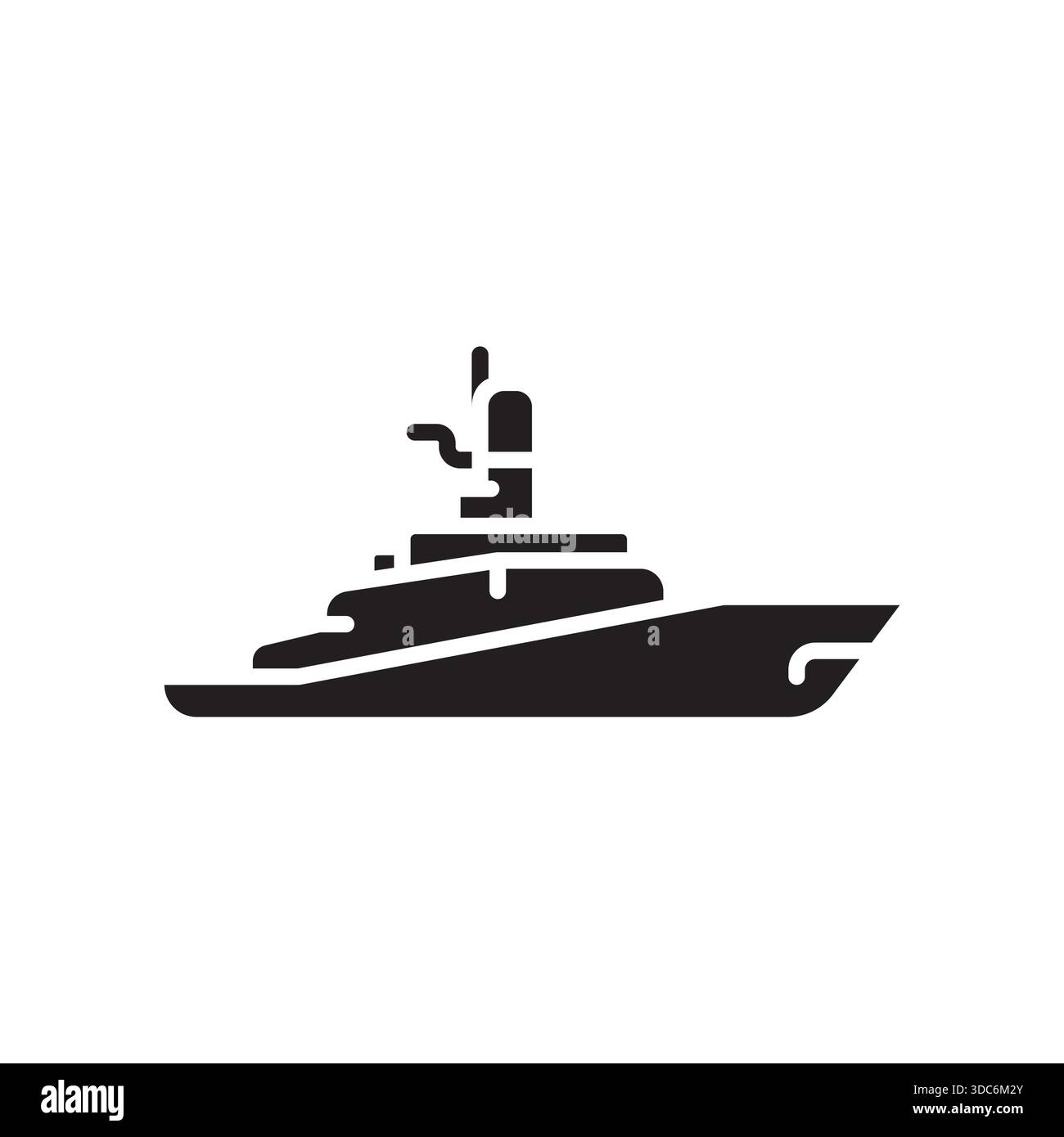 icône de ligne noire de navire de guerre. Elément isolé vectoriel.contour modifiable Illustration de Vecteur
