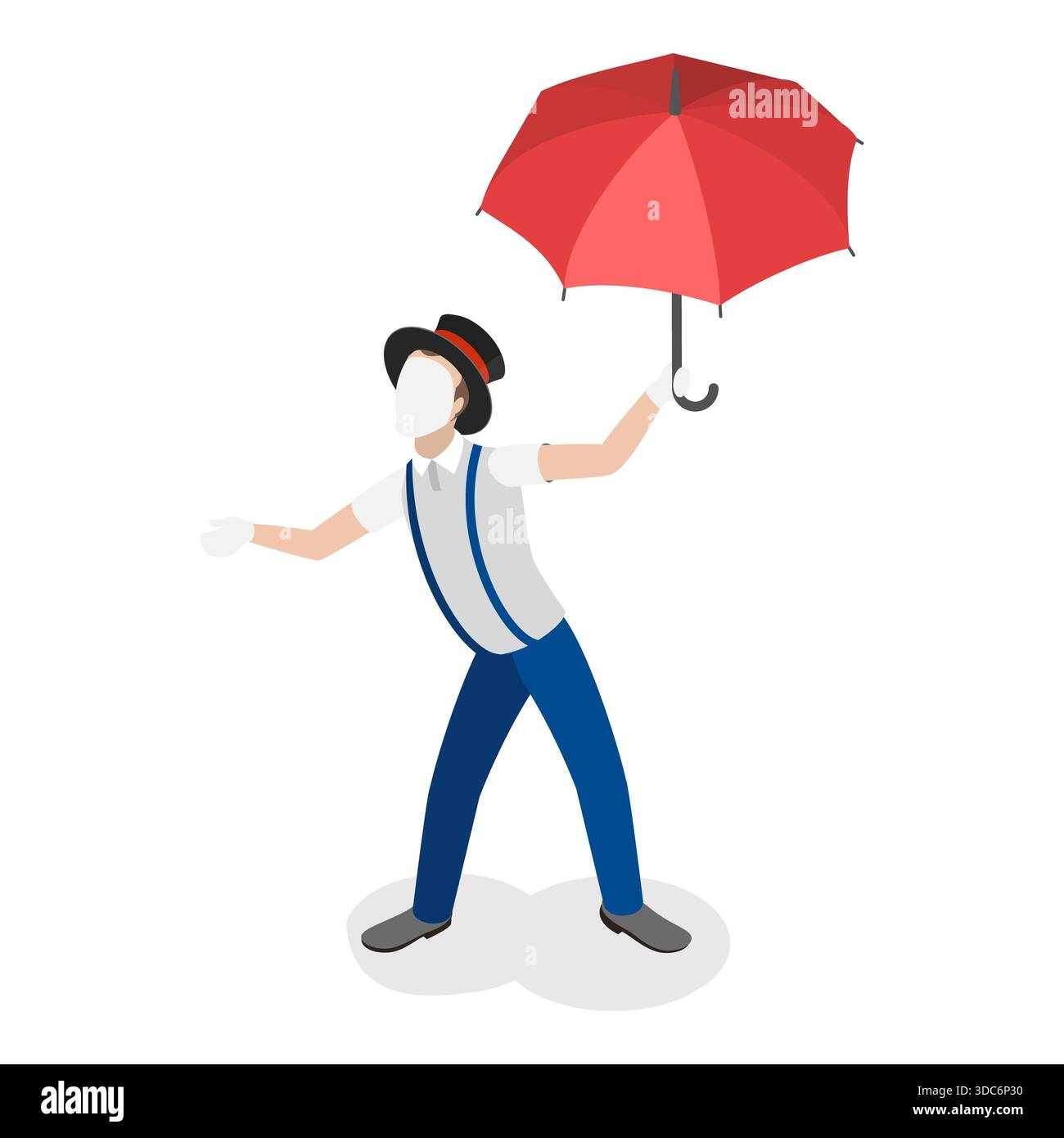 Ensemble 3D isométrique plat d'acteurs MIME, montrant Pantomime, Silent Street Performers. Point 6 Banque D'Images