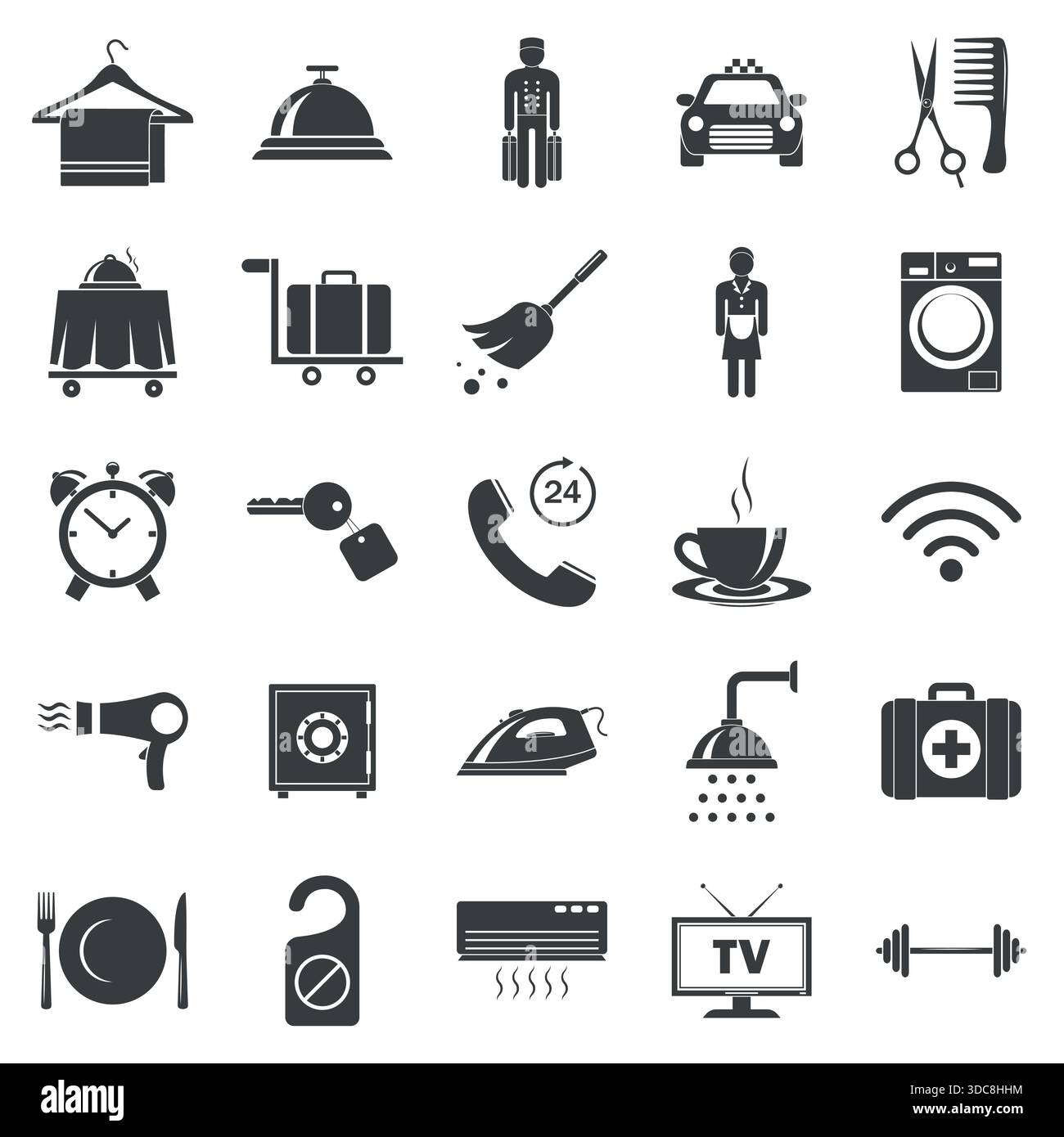 Ensemble d'icônes de ménage. Appareils ménagers et appareils ménagers Collection vectorielle avec cuisine, salle de bains, électronique, symboles de meubles. Ménage minimal Illustration de Vecteur