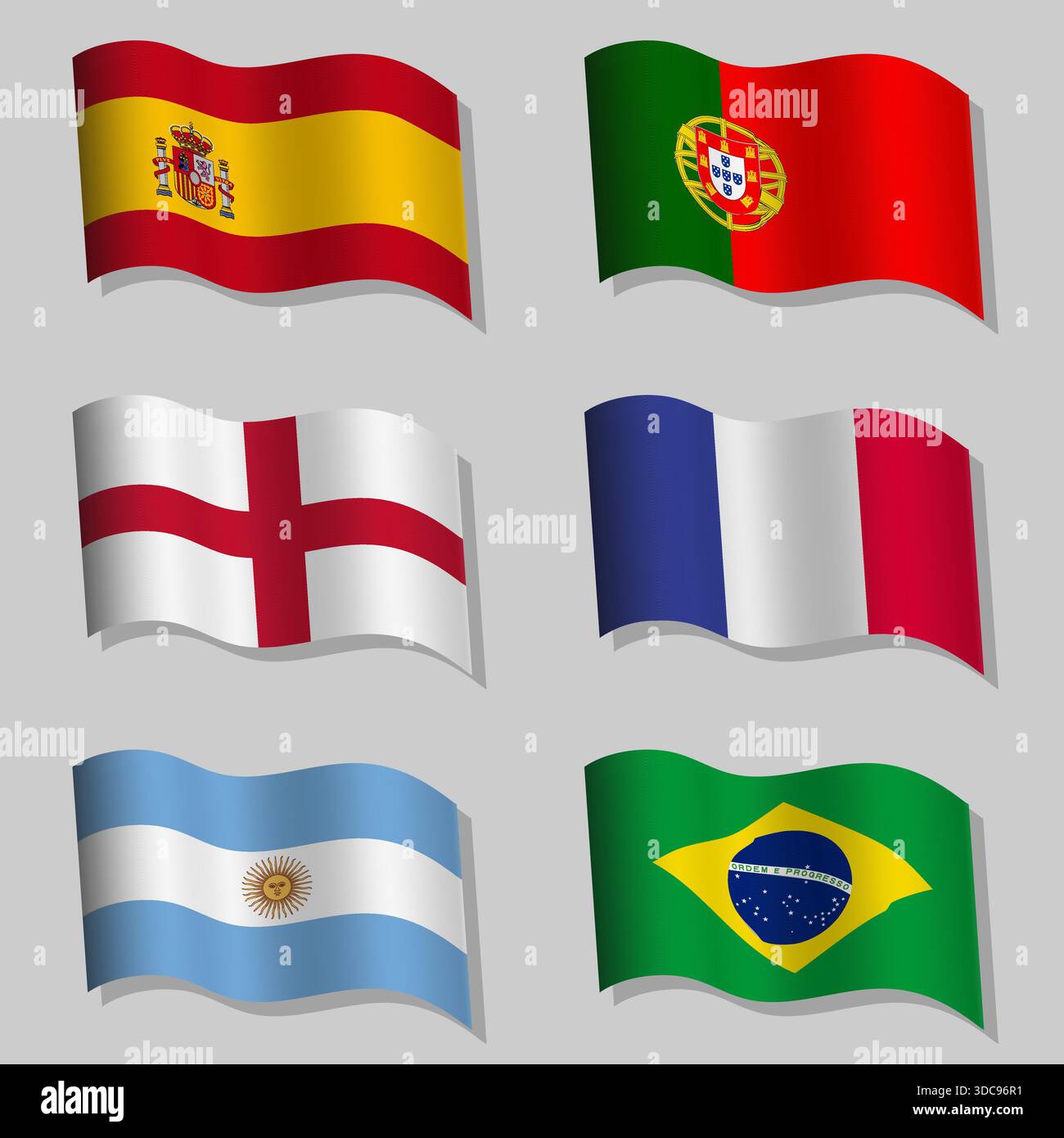 Grand ensemble vectoriel de drapeaux ondulés du monde Illustration de Vecteur