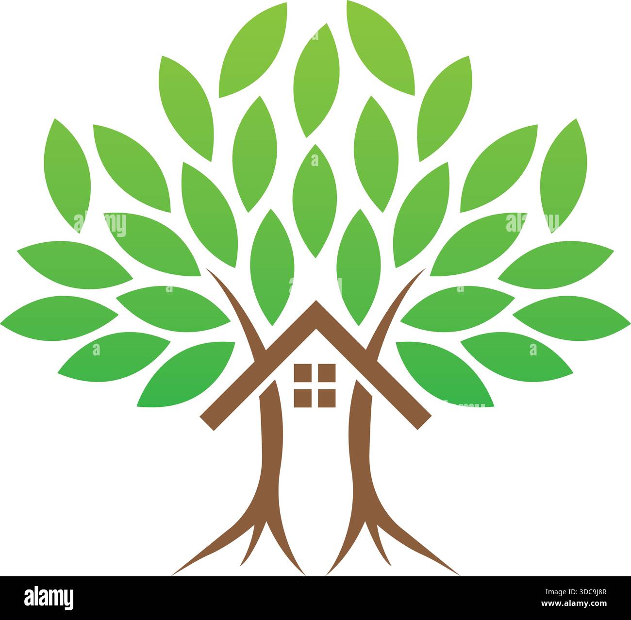 Tree House nature Eco logo Design Home icône modèle vectoriel Illustration de Vecteur