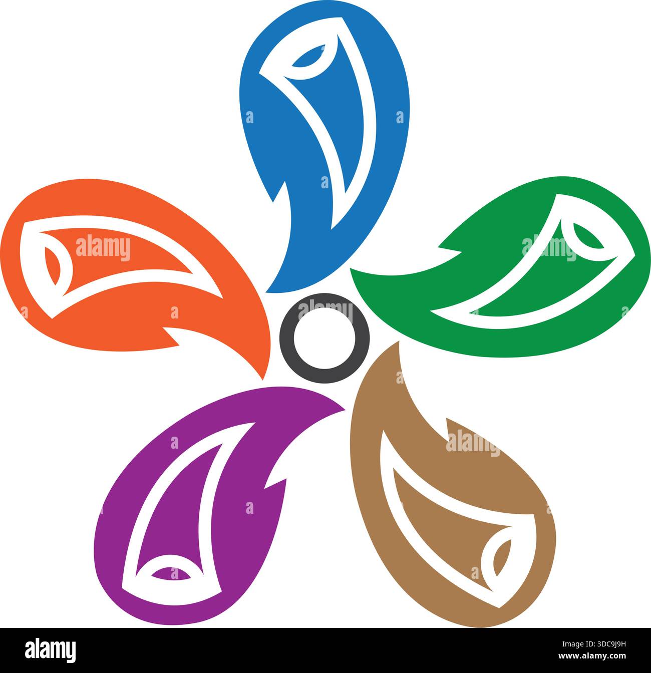 Colorée Petal Flower logo Design Creative Floral Shape Icon modèle vectoriel Illustration de Vecteur