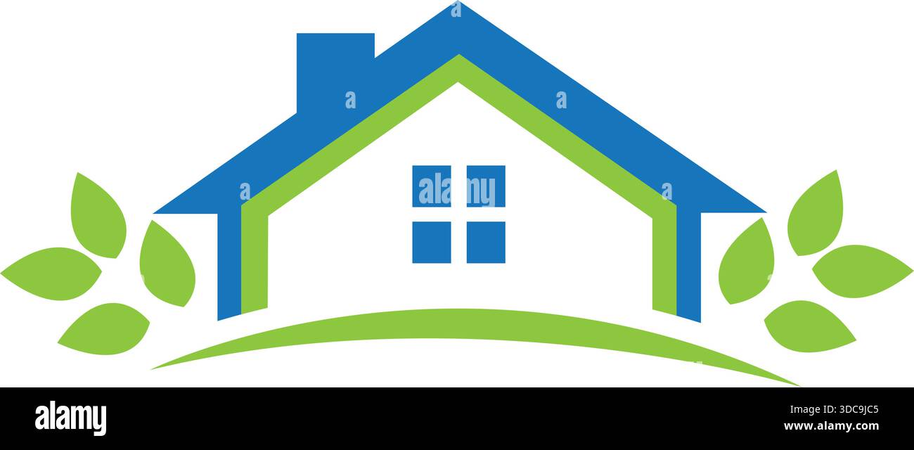 House Leaf Eco logo Design Green Real Estate nature Icon Vector Template Illustration de Vecteur