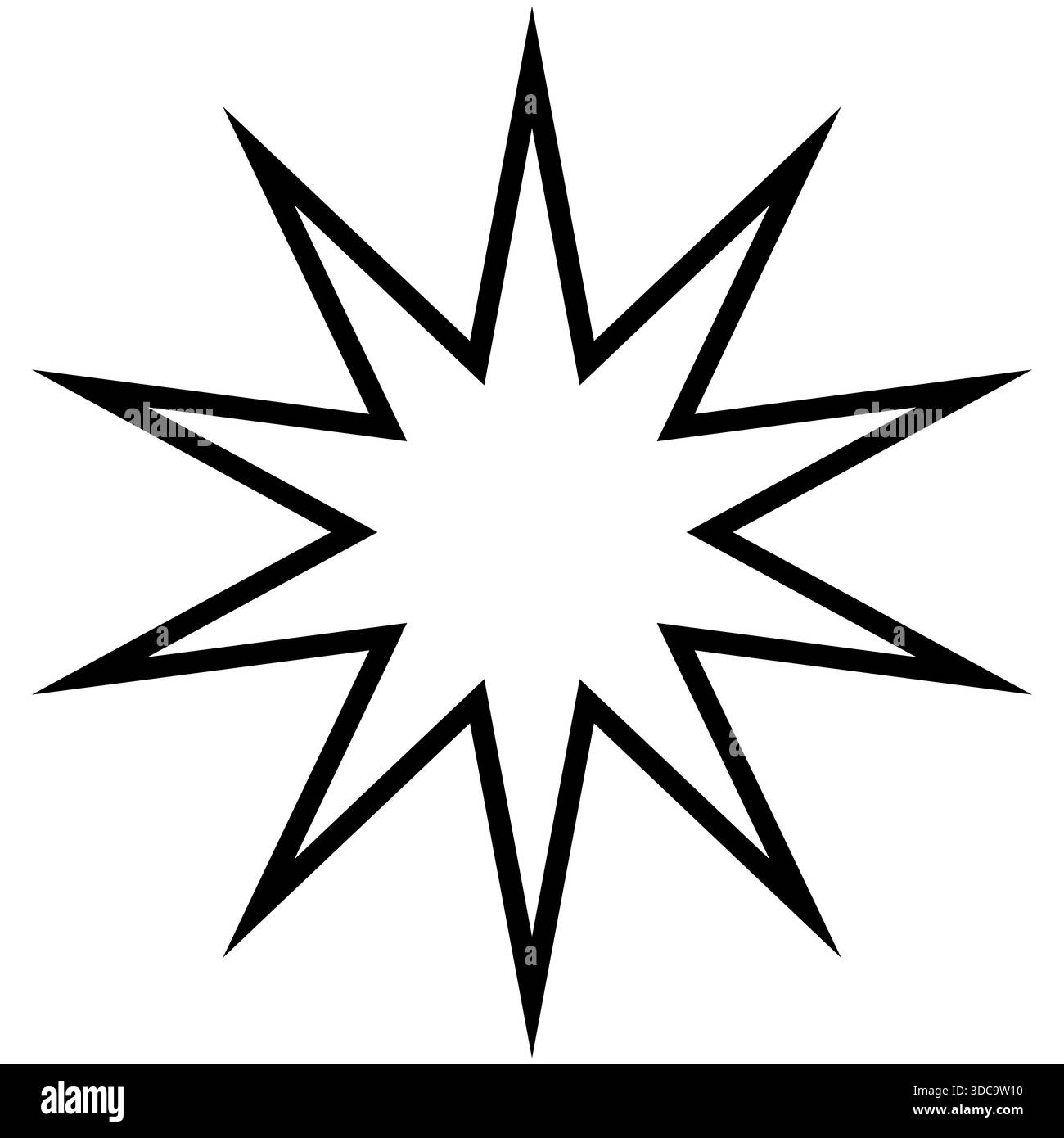 Silhouette Starburst avec dix points, design graphique abstrait symétrique audacieux Illustration de Vecteur